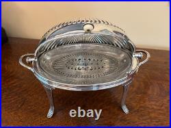 Antique silver plated revolving dome chaffing dish