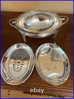 Antique silver plated revolving dome chaffing dish