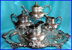 Antuqie Silverplate Quadruplate 5 Pieces Tea Set James W. Tufts England