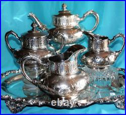 Antuqie Silverplate Quadruplate 5 Pieces Tea Set James W. Tufts England