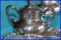 Antuqie Silverplate Quadruplate 5 Pieces Tea Set James W. Tufts England
