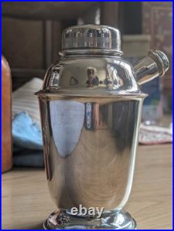 Art Deco 1920s Silver-plate Cocktail Shaker 3piece Shiny stamped Vintage Barware