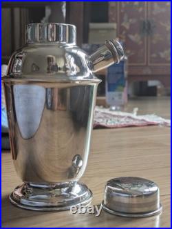 Art Deco 1920s Silver-plate Cocktail Shaker 3piece Shiny stamped Vintage Barware
