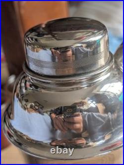 Art Deco 1920s Silver-plate Cocktail Shaker 3piece Shiny stamped Vintage Barware