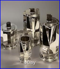 Art Deco 1930 Cubist Tea Set Silver Plate Puiforcat Ercuis Desny Christofle Era