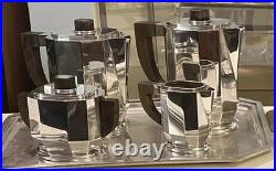 Art Deco 1930 Cubist Tea Set Silver Plate Puiforcat Ercuis Desny Christofle Era