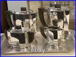 Art Deco 1930 Cubist Tea Set Silver Plate Puiforcat Ercuis Desny Christofle Era Art Deco 1930 Cubist Tea Set Silver Plate Puiforcat Ercuis Desny Christofle Era