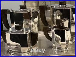 Art Deco 1930 Cubist Tea Set Silver Plate Puiforcat Ercuis Desny Christofle Era