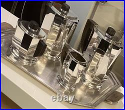 Art Deco 1930 Cubist Tea Set Silver Plate Puiforcat Ercuis Desny Christofle Era