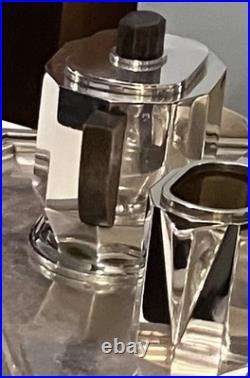 Art Deco 1930 Cubist Tea Set Silver Plate Puiforcat Ercuis Desny Christofle Era