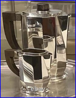 Art Deco 1930 Cubist Tea Set Silver Plate Puiforcat Ercuis Desny Christofle Era