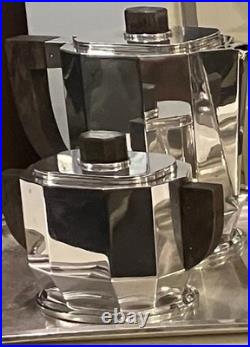Art Deco 1930 Cubist Tea Set Silver Plate Puiforcat Ercuis Desny Christofle Era Art Deco 1930 Cubist Tea Set Silver Plate Puiforcat Ercuis Desny Christofle Era