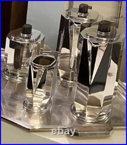Art Deco 1930 Cubist Tea Set Silver Plate Puiforcat Ercuis Desny Christofle Era