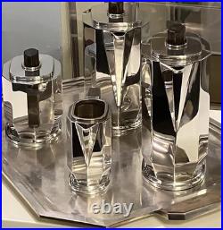 Art Deco 1930 Cubist Tea Set Silver Plate Puiforcat Ercuis Desny Christofle Era