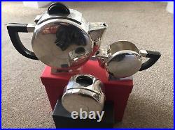Art Deco 3 piece Silver Plated Tea Set in Style of Fjerdingstad for Christofle