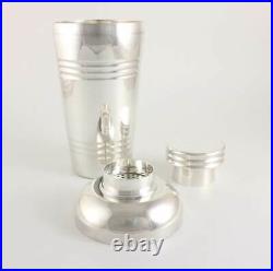 Art Deco French Silver Plate 3 Piece Cocktail Shaker. St Medard. Vintage 1930's