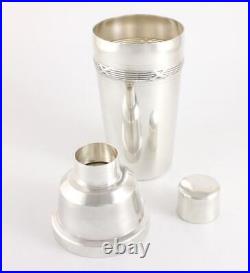 Art Deco French Silver Plated Cocktail Shaker. 3 Piece Mixer. Dees. Barware 1930