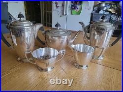 Art Deco Mappin And Webb Silver Plate Tea service 5 Piece