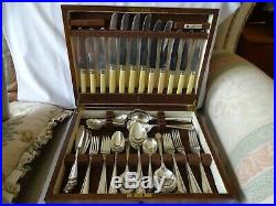 Art Deco Silver Plated A1 Oak Canteen Cutlery By Gladwin Sheffield 72 Pieces