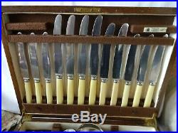 Art Deco Silver Plated A1 Oak Canteen Cutlery By Gladwin Sheffield 72 Pieces