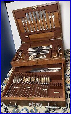 Art Deco Waring And Gillow Canteen Of Cutlery Antique Incomplete 65 Pieces