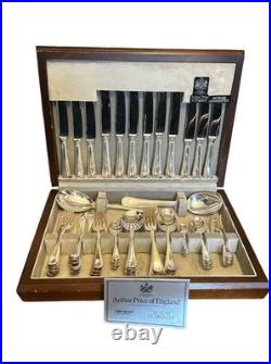 Arthur Price Silver Plated Cutlery Set 76 Pieces In Box Bead Design Arthur Price Silver Plated Cutlery Set 76 Pieces In Box Bead Design