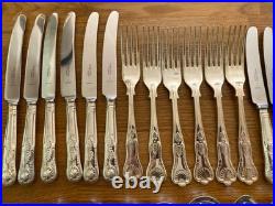 Arthur Price Silver Plated EPNS 54 Piece Cutlery Set Kings Pattern 6-Place EXC