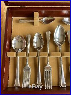 Arthur Price Silverware 44 Piece Silver Plated Canteen Cutlery Set Wooden Case