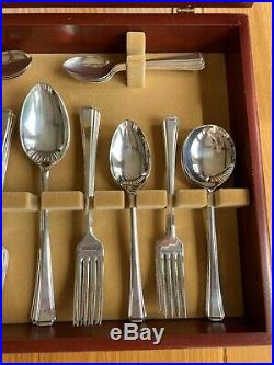 Arthur Price Silverware 44 Piece Silver Plated Canteen Cutlery Set Wooden Case
