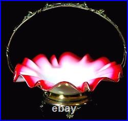 Arts Crafts Nouveau Glass Centre Piece Meriden Britannia Silver Plate Bowl 1900