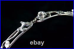 Arts Crafts Nouveau Glass Centre Piece Meriden Britannia Silver Plate Bowl 1900