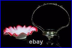 Arts Crafts Nouveau Glass Centre Piece Meriden Britannia Silver Plate Bowl 1900