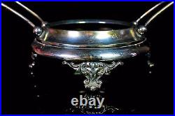 Arts Crafts Nouveau Glass Centre Piece Meriden Britannia Silver Plate Bowl 1900