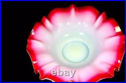 Arts Crafts Nouveau Glass Centre Piece Meriden Britannia Silver Plate Bowl 1900