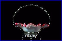 Arts Crafts Nouveau Glass Centre Piece Meriden Britannia Silver Plate Bowl 1900