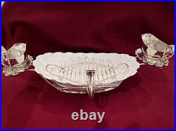 Asparagus Set, Ceramic Dish with Silver Plated Tray on Stand and 2 Sauce Boats