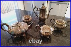 Barker Ellis England Silver Plate Ribbed Flowered Coffee Tea Set