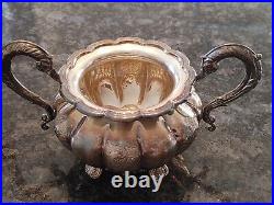 Barker Ellis England Silver Plate Ribbed Flowered Coffee Tea Set