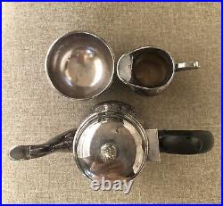 Barker Ellis English Silver Plate 3 Piece Tea/coffee Set Pot Creamer Sugar Mint