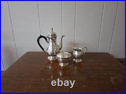 Barker Ellis Silver Plate 3 Piece Tea/Coffee Set Pot Creamer