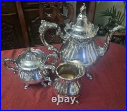 Baroque By Wallace Silver Plate 4 Piece Tea Set