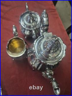Baroque By Wallace Silver Plate 4 Piece Tea Set