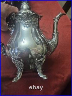 Baroque By Wallace Silver Plate 4 Piece Tea Set