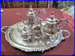 Baroque By Wallace Silver Plate 6 Piece Tea Service