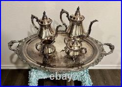 Baroque by Wallace 5 Piece Silver plate Tea Set 281,282,283,284,294 VTG