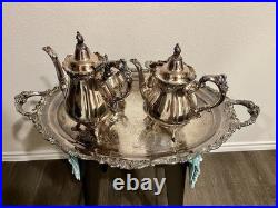 Baroque by Wallace 5 Piece Silver plate Tea Set 281,282,283,284,294 VTG