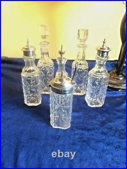 Beautiful Elkington & Co. Victorian Silver Plate Cruet Crystal Cut Glass Set