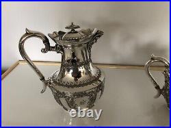 Beautiful Highly Decorated 4 Piece Silver Plated Tea/coffee Service (sptcs-bnn)