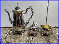 Beautiful Oneida Silver Plate 3 Piece Teapot Creamer Sugar Bowl Nice Silverplate