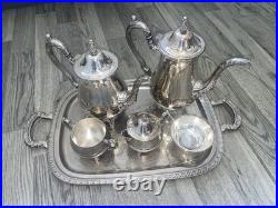 Beautiful Vintage Oneida LTD Plate 6 piece Coffee/Tea Service Set & Tray